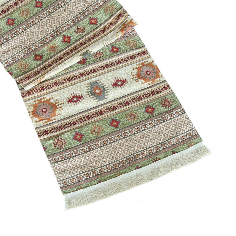 TURKUAZ - Camino de mesa 1,40 m Kilim beige y verde