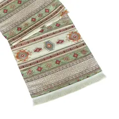 TURKUAZ - Camino de mesa 1,40 m Kilim beige y verde