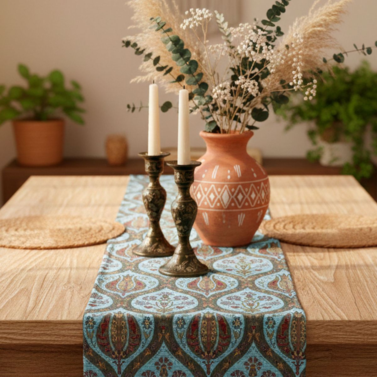 TURKUAZ - Camino de mesa 1 m Tulipanes celestes