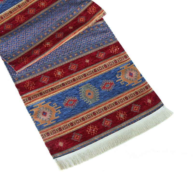TURKUAZ - Camino de mesa 1 m kilim azul y rojo