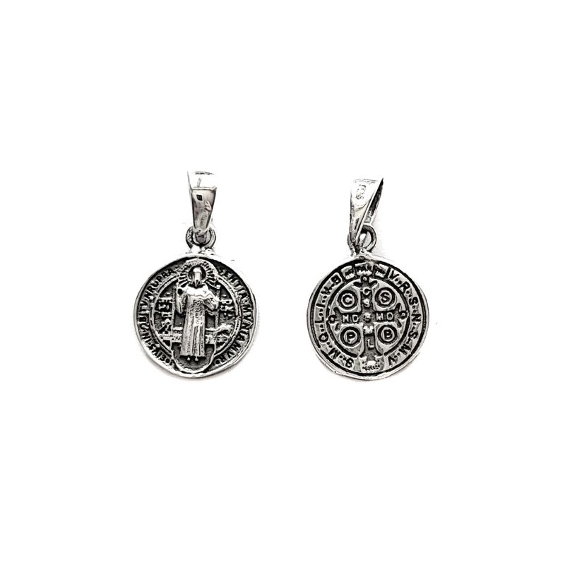 ANDREA COGGIOLA JOYAS - Colgante Medalla San Benito 10mm Plata Fina 925