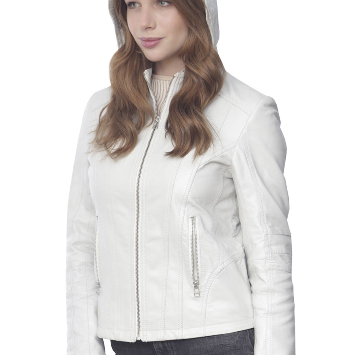TODOPIEL - Chaqueta de Cuero Mujer Blanco Todopiel