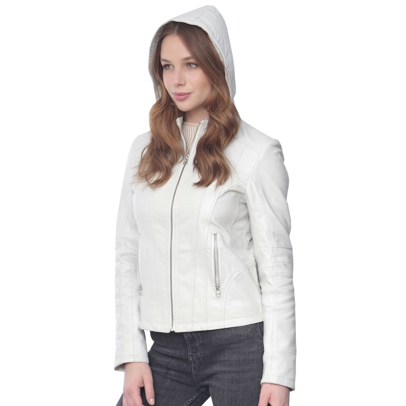 TODOPIEL - Chaqueta de Cuero Mujer Blanco Todopiel