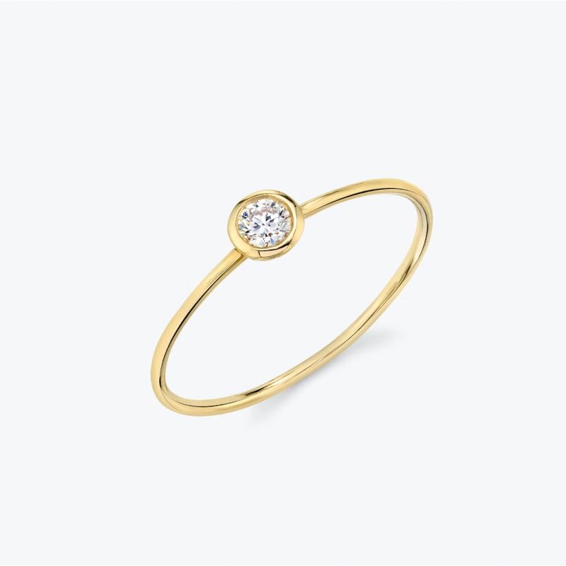 MIA JOYAS - Anillo Compromiso Solitario Punto de Luz Oro 18K con Diamante