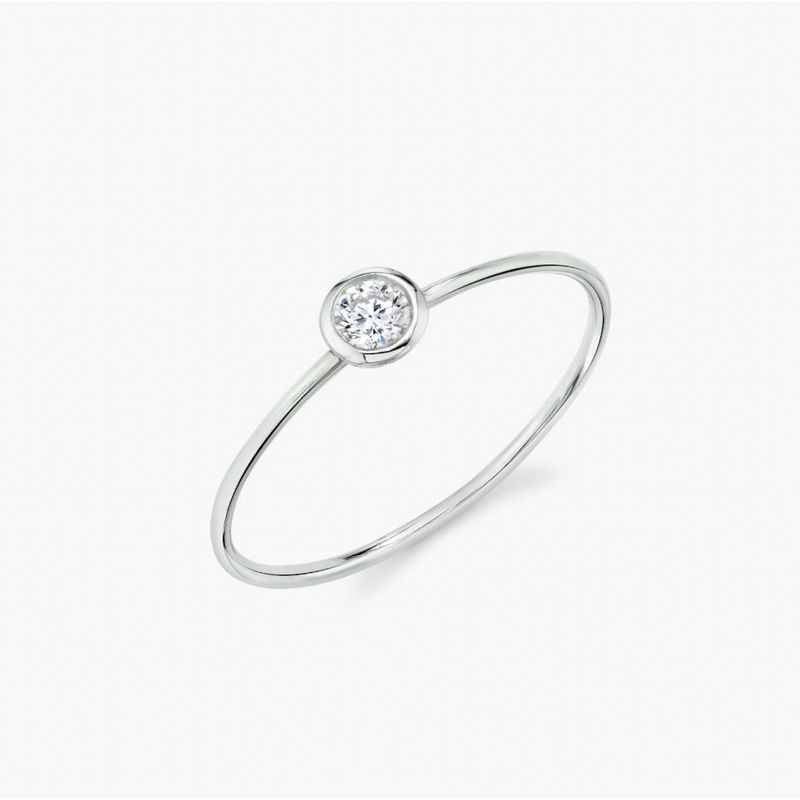 MIA JOYAS - Anillo Compromiso Solitario Punto de Luz Oro 18K con Diamante