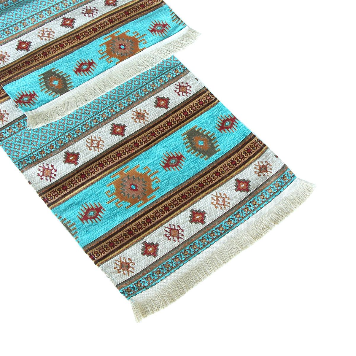 TURKUAZ - Camino de Mesa Turco Kilim Turquesa – Mantel 2m Boho