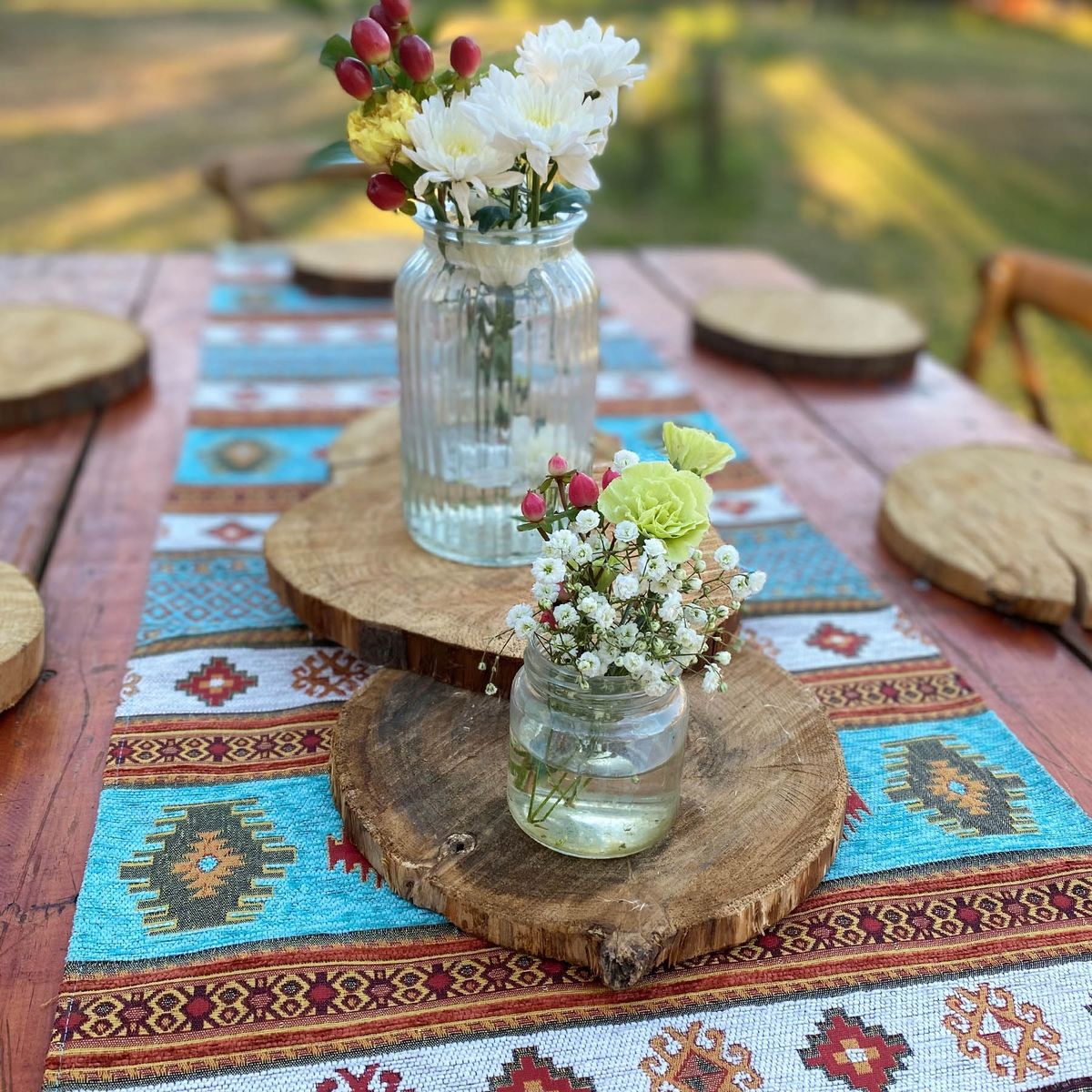 TURKUAZ - Camino de Mesa Turco Kilim Turquesa – Mantel 2m Boho