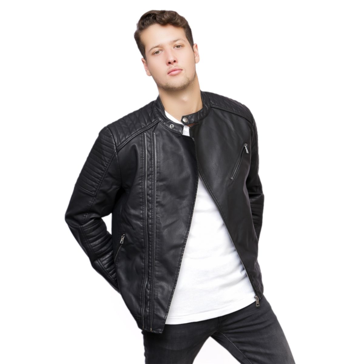 TODOPIEL - Chaqueta de Ecocuero Hombre Negro Todopiel