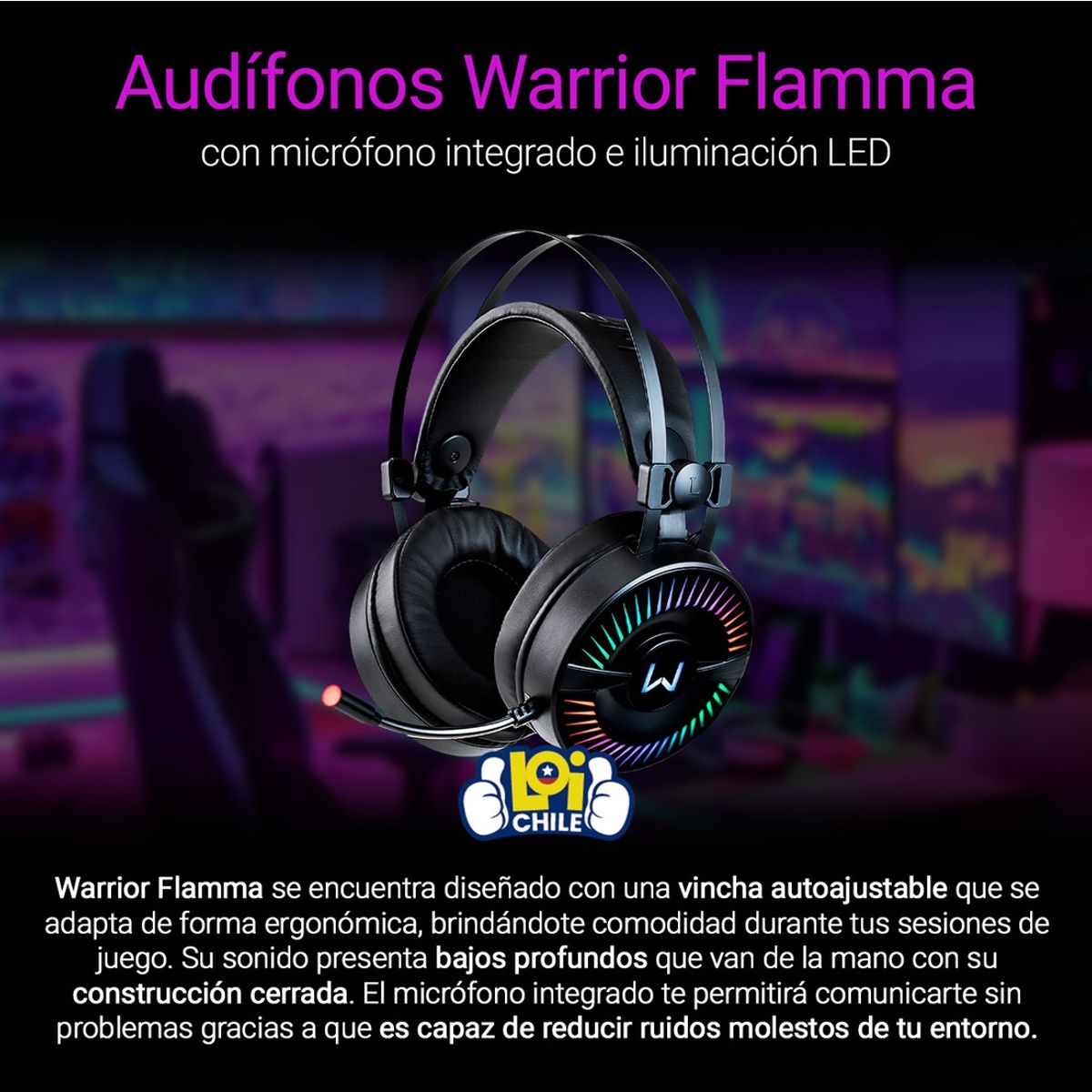 MULTILASER - Audífonos Gamer Warrior Flamma RGB MULTILASER