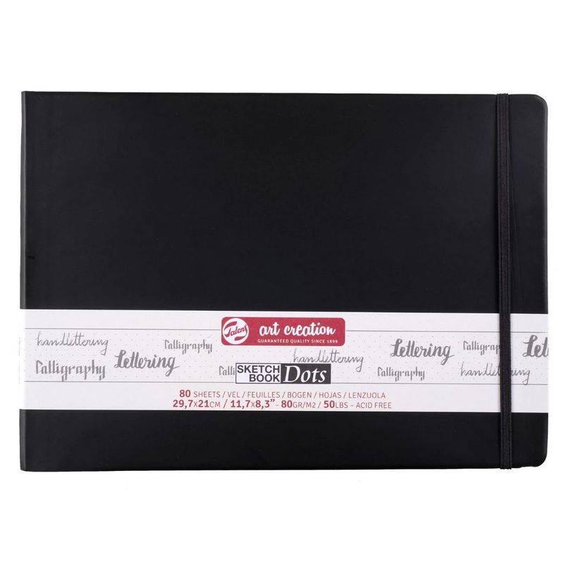 ART CREATION - Libreta Art Creation Negra 21x29,7cm 80gr 80hjas.Con Puntos