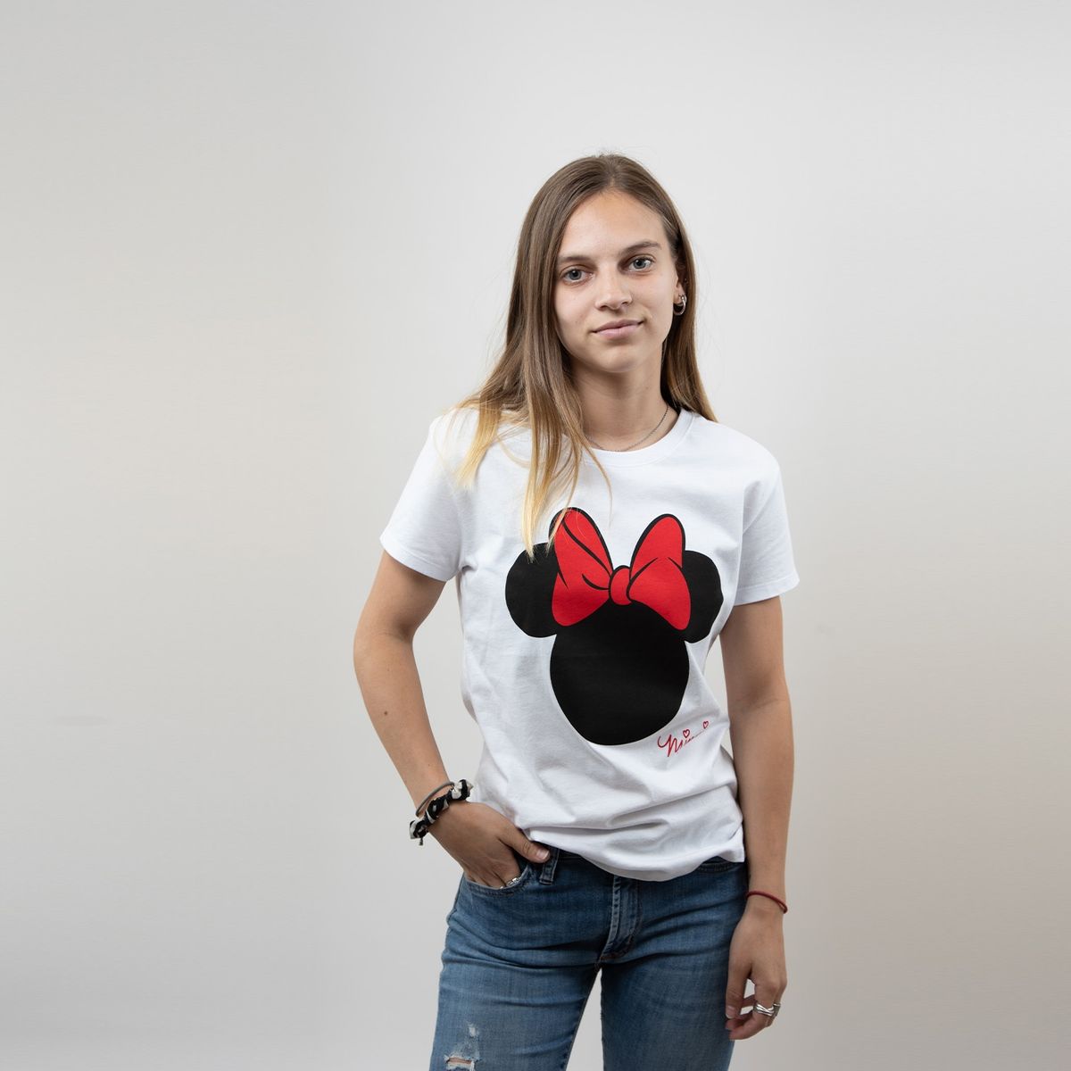 DISNEY - Polera Mujer Minnie Icon Ribbon Blanco Disney