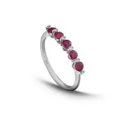 MIA JOYAS - Anillo Compromiso Medio Cintillo Oro 18K con Diamantes y Rubíes