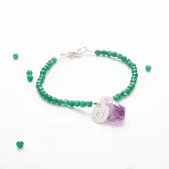 MCPTIENDATALLER - Pulsera de ágatas verde y colgante amatista