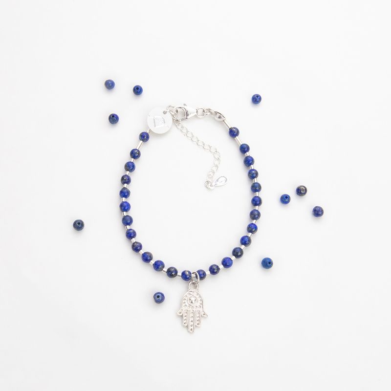 MCPTIENDATALLER - Pulsera de lapislázuli y mano de Fátima