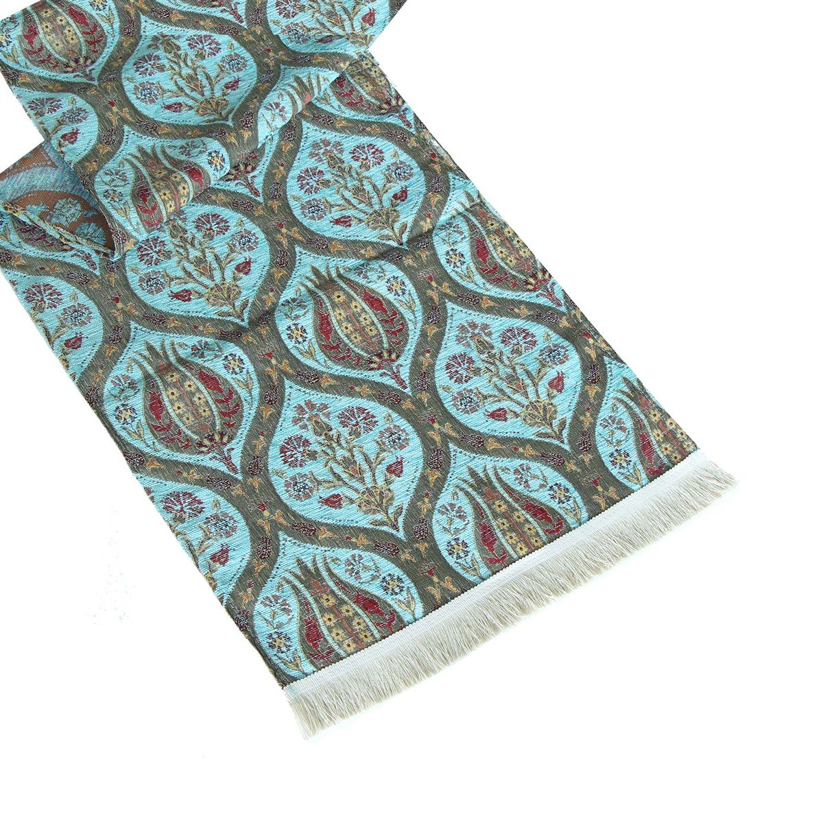 TURKUAZ - Camino de mesa 1,40 m tulipanes celeste -Mantel turquía Boho