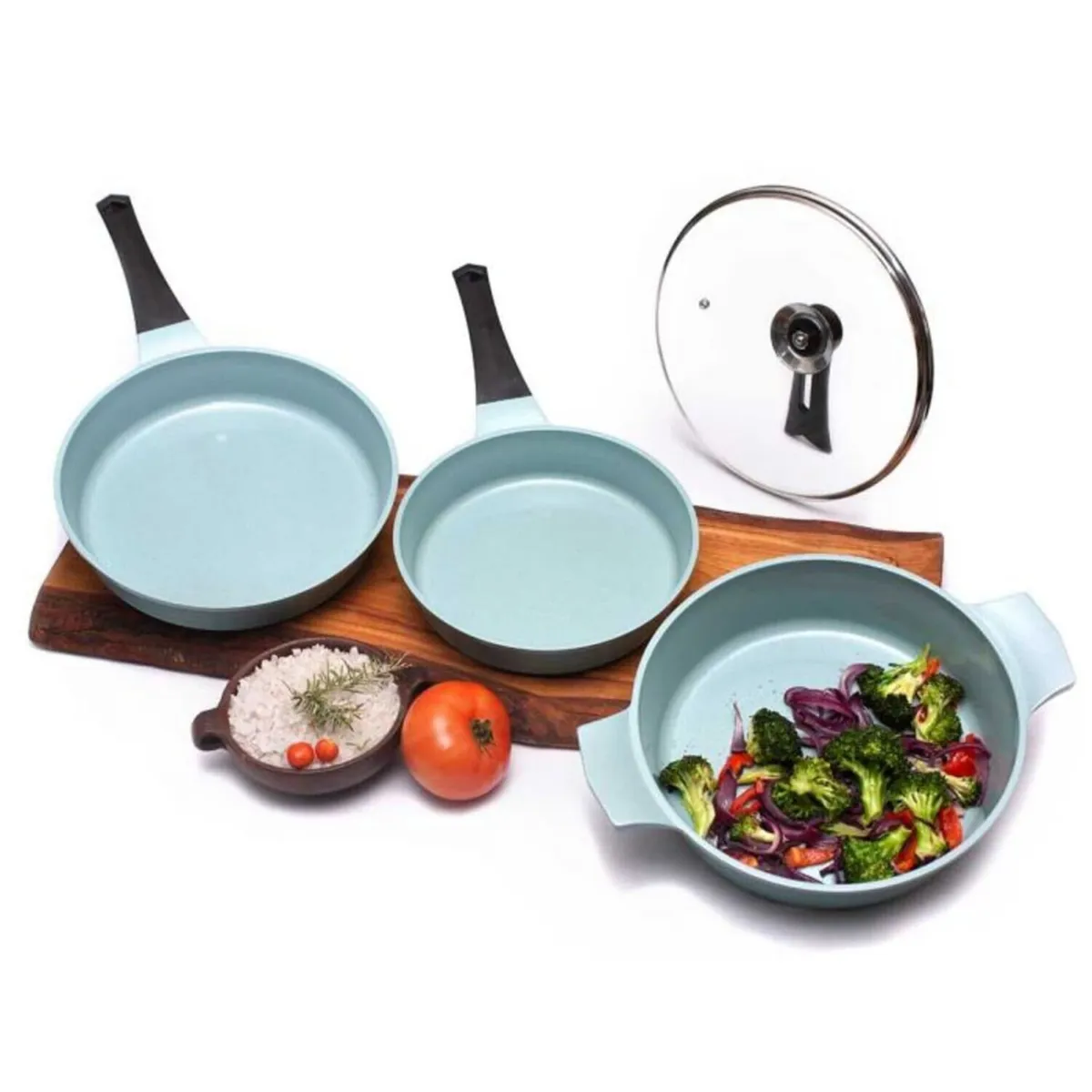 A3D - Batería de Cocina Antiadherente Green Stone Cookware