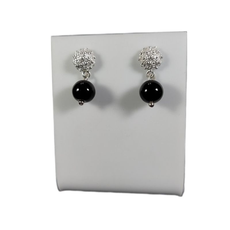 MOR JOYAS - Aro Colgante Plata Ley 925 / Bolita Medieval Onix