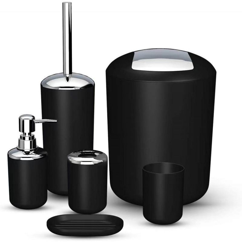 GENERICO - SET ACCESORIOS BAÑO 6UN NEGRO MIXA-MIMBRAL