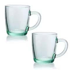 PASABAHCE - Taza Basic 340 ml Vidrio Reciclado Set 2 Pcs
