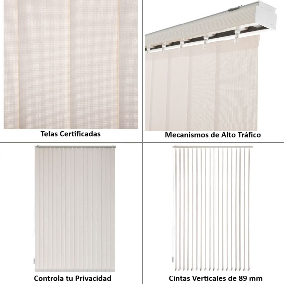 BERTEX - Cortina Vertical Screen 150cm ancho x 230cm alt Persiana Blanca BERTEX