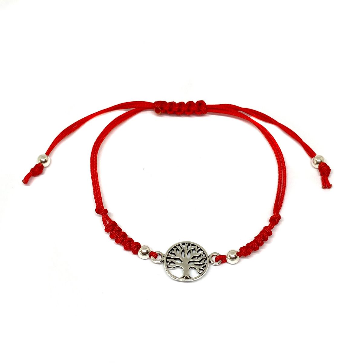 COGGIOLA - Pulsera Ajustable Cordón Rojo Árbol De La Vida Plata Fina 925