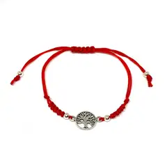 COGGIOLA - Pulsera Ajustable Cordón Rojo Árbol De La Vida Plata Fina 925