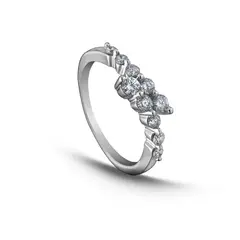 MIA JOYAS - Anillo Compromiso Medio Cintillo Oro Blanco 18K con Diamantes