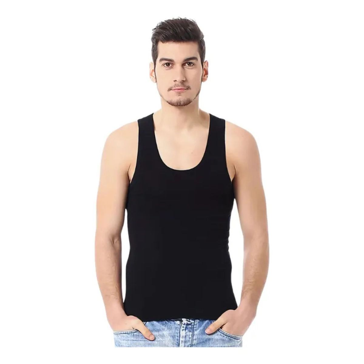 LOOK SHOP - Camiseta Sin Manga Algodón Negra Gris Blanco Adulto 045