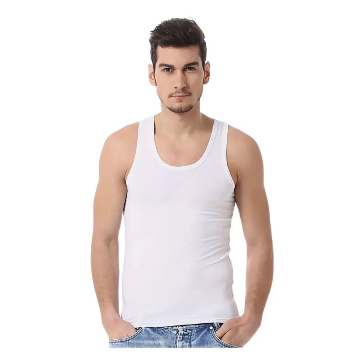 LOOK SHOP - Camiseta Sin Manga Algodón Negra Gris Blanco Adulto 045