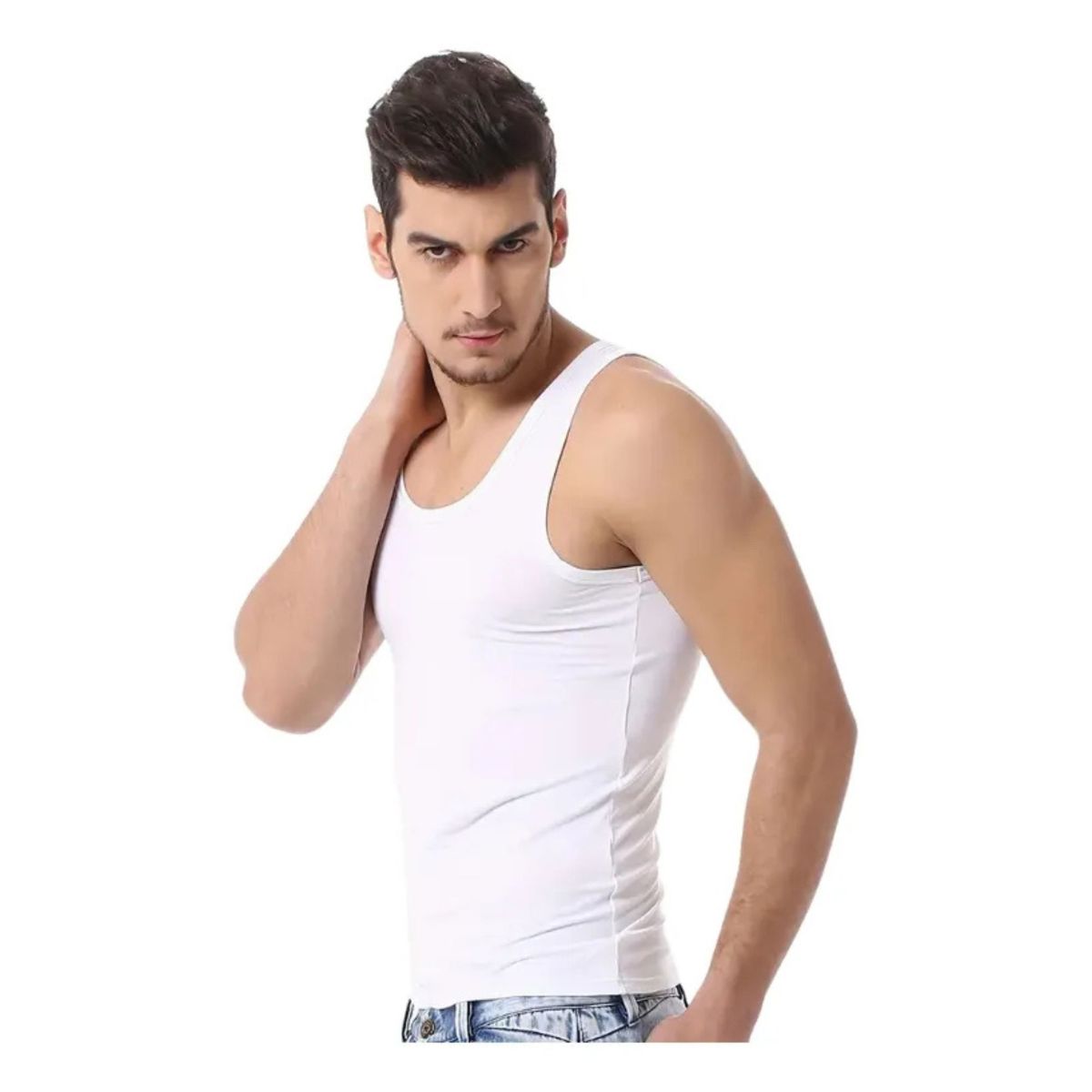 LOOK SHOP - Camiseta Sin Manga Algodón Negra Gris Blanco Adulto 045