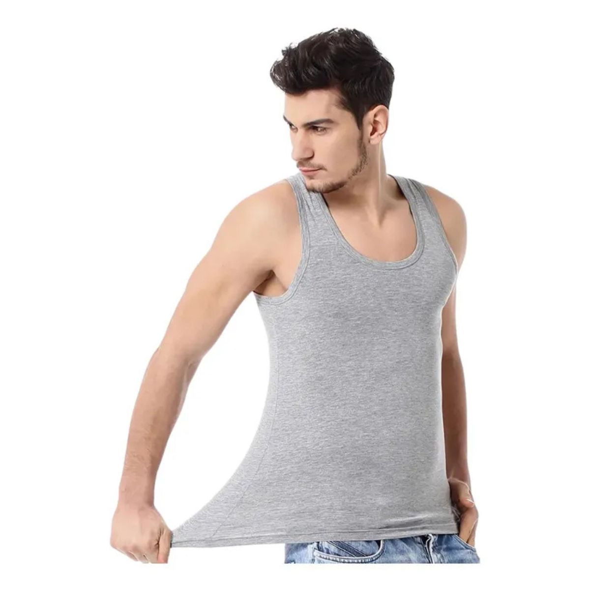 LOOK SHOP - Camiseta Sin Manga Algodón Negra Gris Blanco Adulto 045