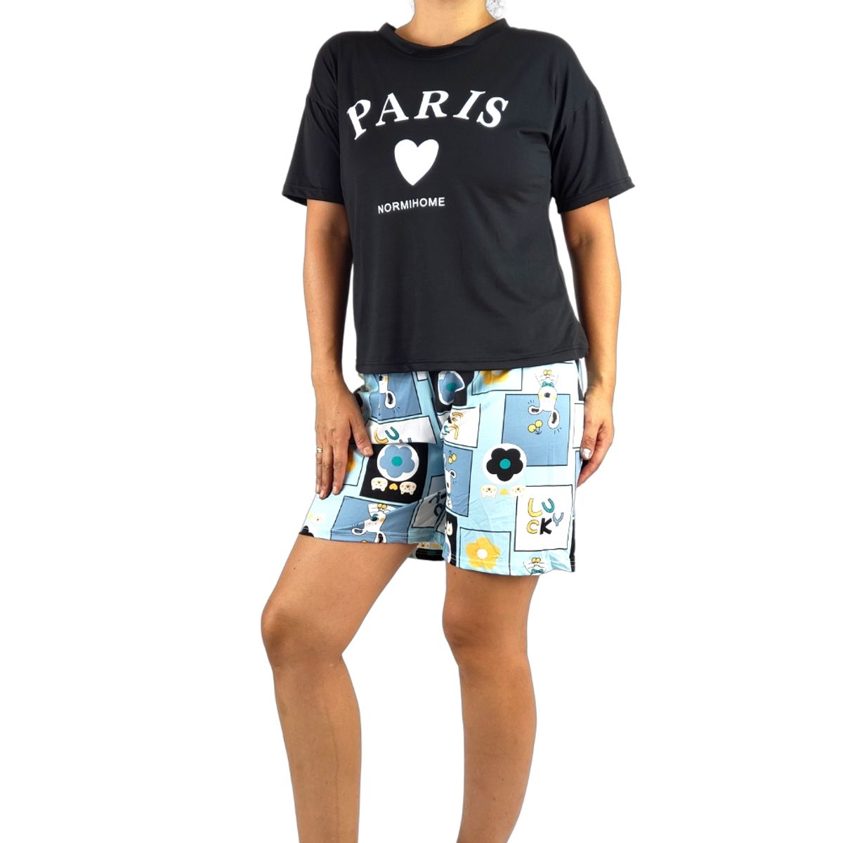 LOOK SHOP - Pijama Lola Juvenil Delgado Short Y Polera Mujer Paris 423