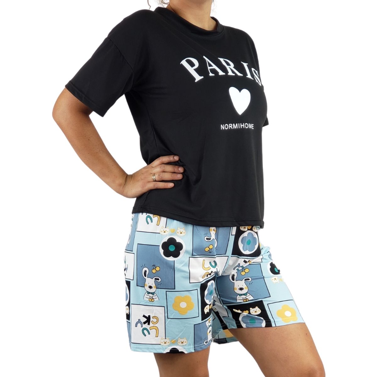 LOOK SHOP - Pijama Lola Juvenil Delgado Short Y Polera Mujer Paris 423