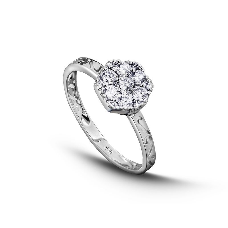 MIA JOYAS - Anillo Compromiso Solitario Illusion Oro 18K con Diamantes