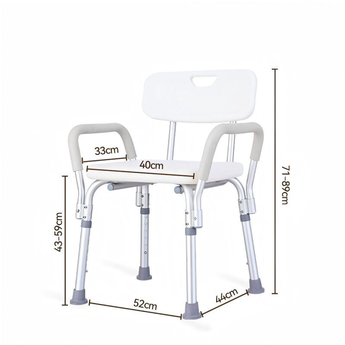GENERICO - Silla De Ducha Ajustable Con Respaldo Y Reposabrazo