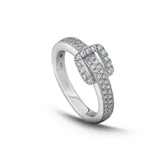 MIA JOYAS - Anillo Compromiso Medio Cintillo Oro Blanco 18K con Diamantes