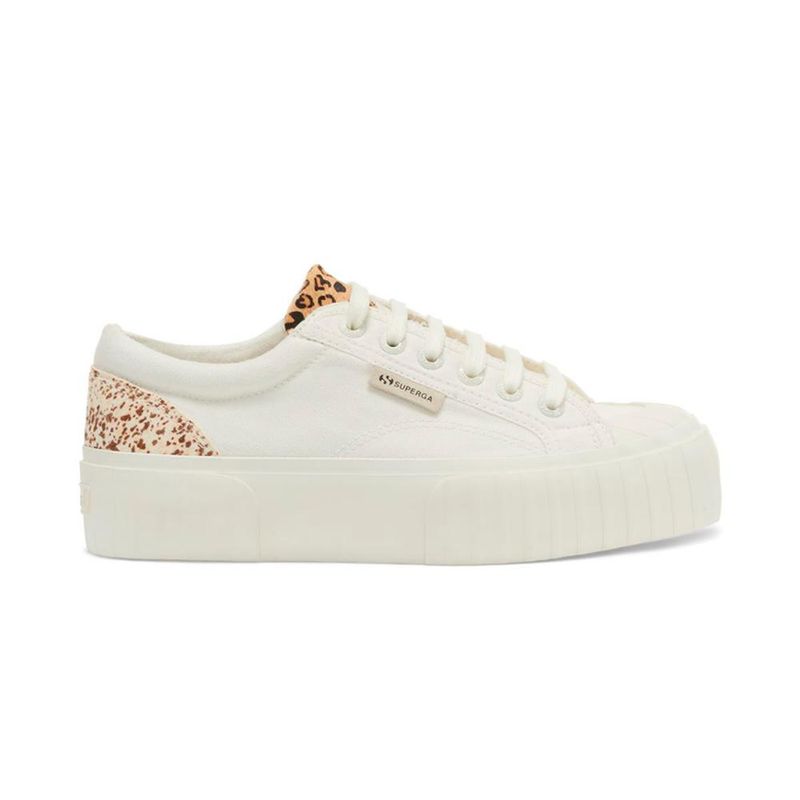 SUPERGA - Zapatilla 2631 Calfhair Det White Avorio Leopard - Blanco