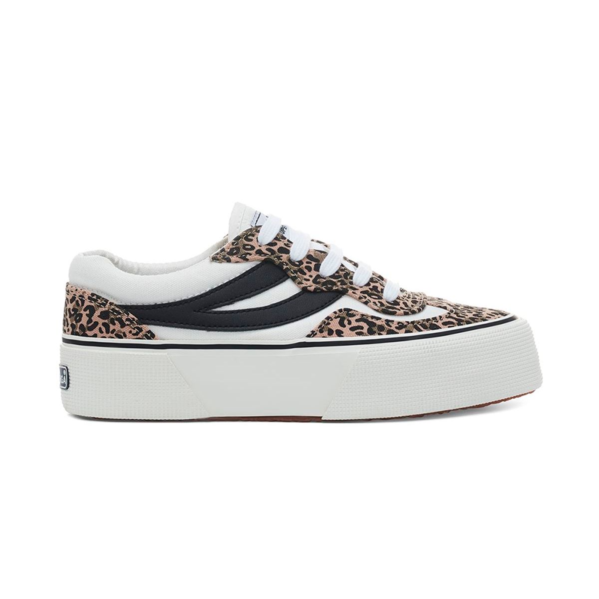 SUPERGA - Zapatilla 3041 Revolley Platform White Leopard Black - Blanco