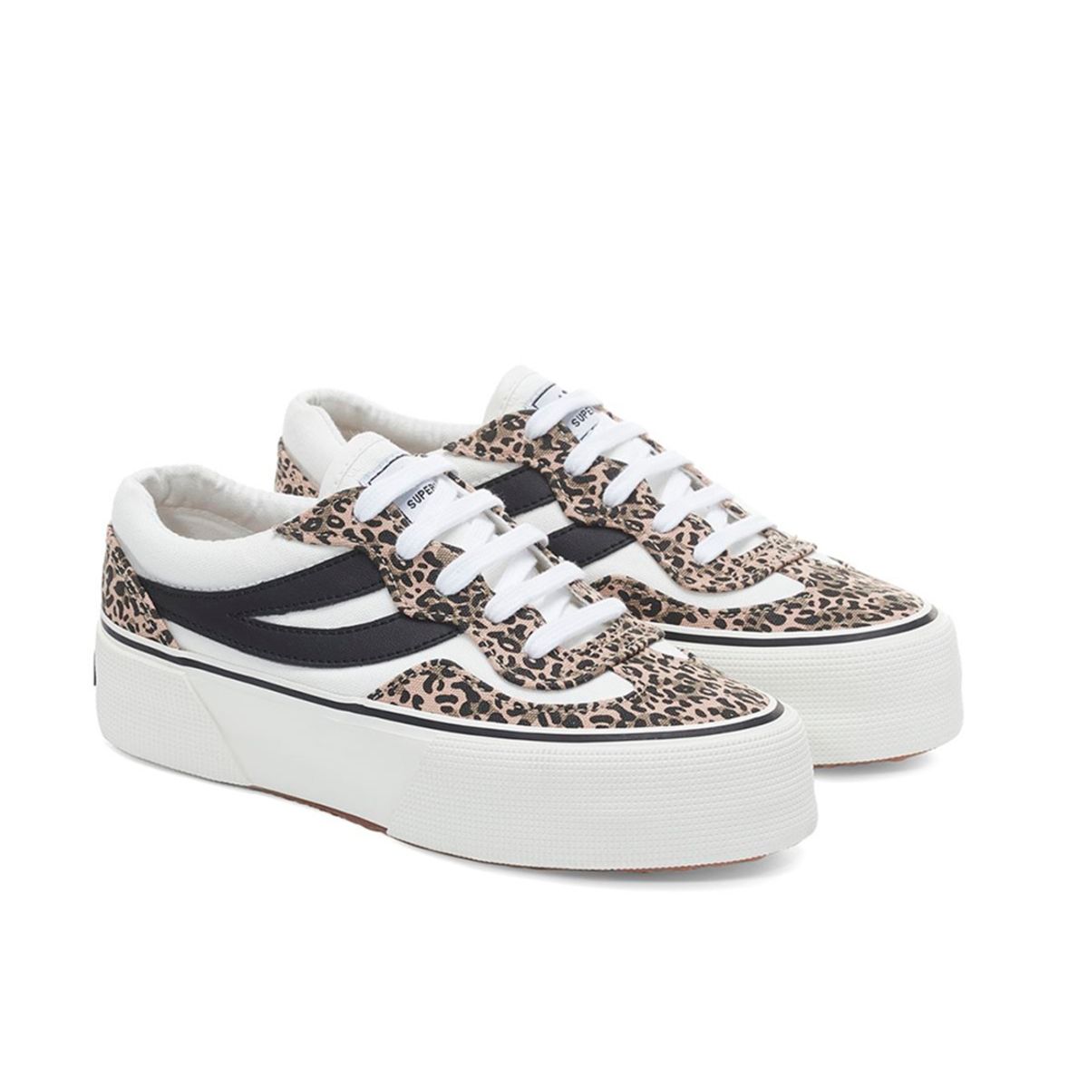 SUPERGA - Zapatilla 3041 Revolley Platform White Leopard Black - Blanco