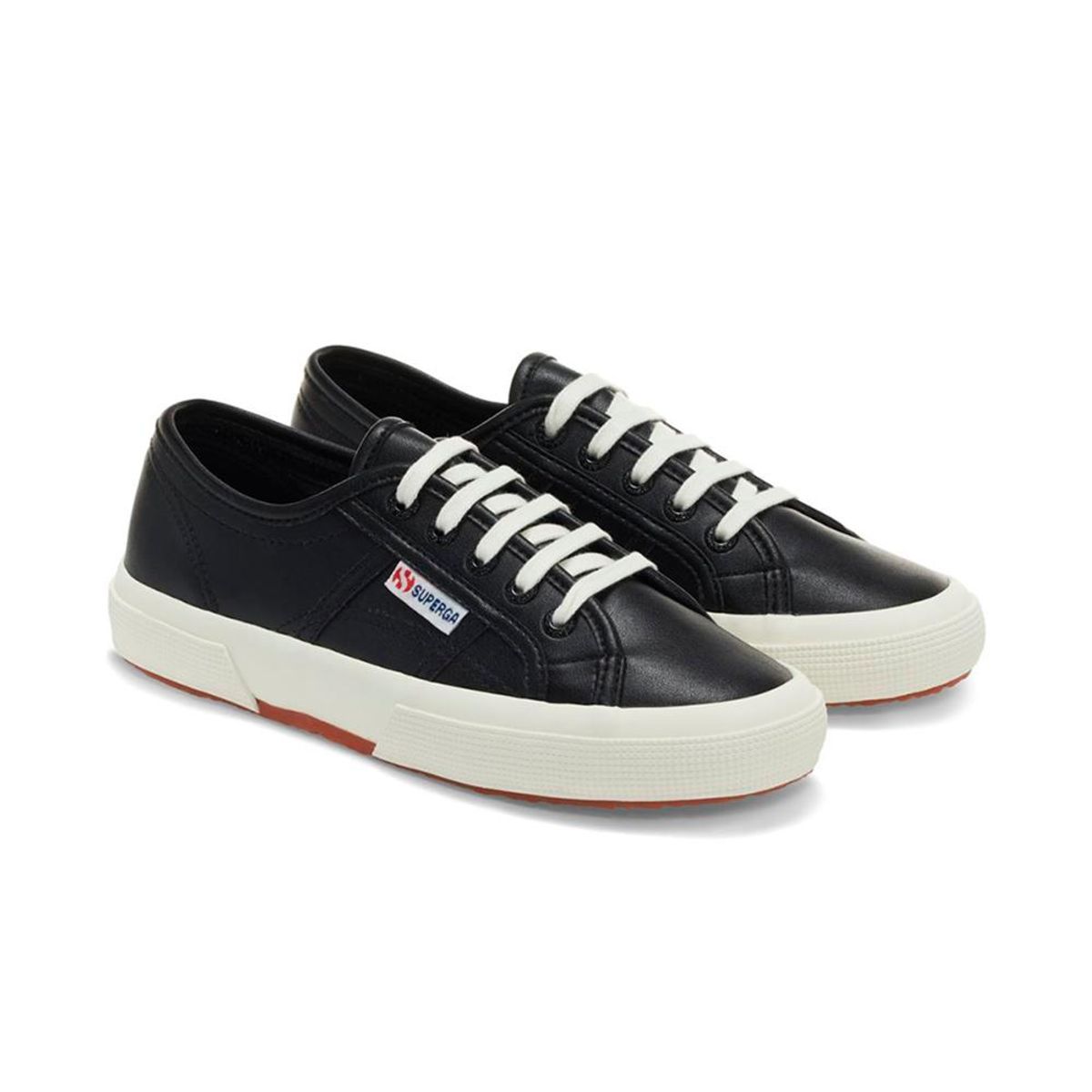 SUPERGA - Zapatilla 2750 Vegan Fauxleather Black White Avorio - Negro