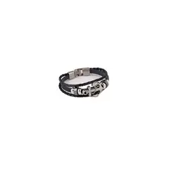 ROYAL - Pulsera Unisex Hombre Mujer Cuero Ancla Plateada Elegante