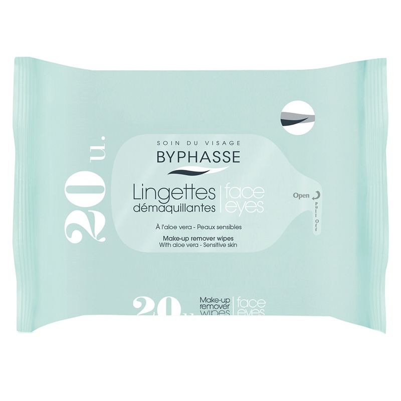 BYPHASSE - Toallitas Desmaquillantes Con Aloe Vera Piel Sensible 20 Un