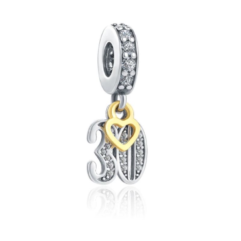 SILVER HEART - Charm Celebración 30 Años en Plata Fina 925 SILVER HEART
