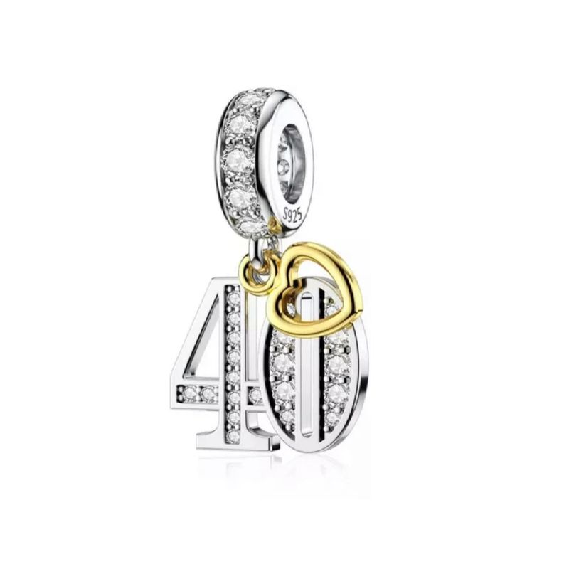 SILVER HEART - Charm Celebración 40 Años en Plata Fina 925 SILVER HEART