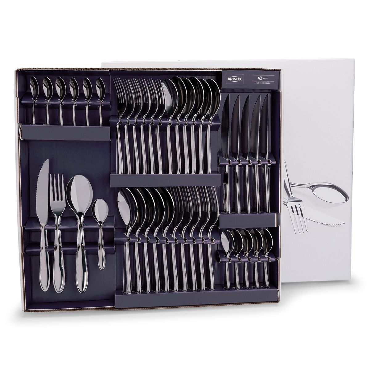 BRINOX - JUEGO DE CUBIERTOS DE ACERO INOXIDABLE LYON 42 PZS