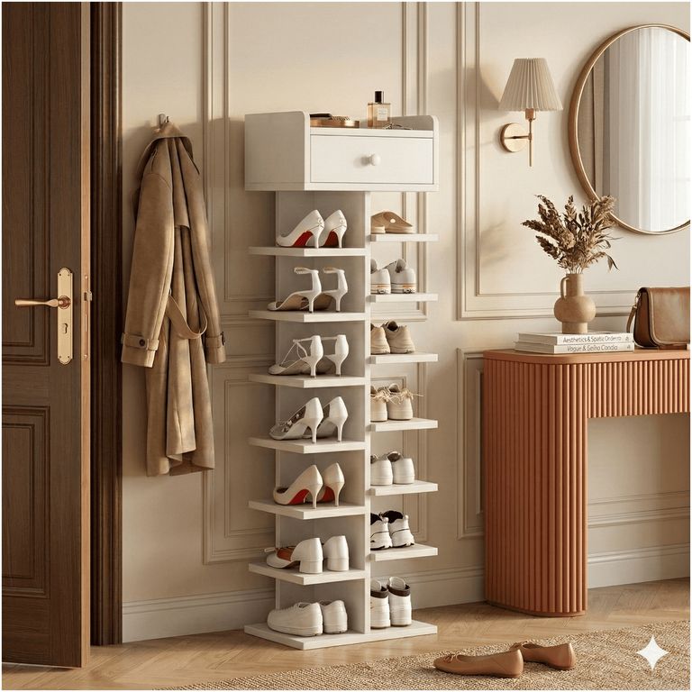 Zapatero Organizador Estante Zapatos 14 Pcs Hall Armario 1908070 blanco