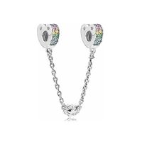 Charm Cadena de Seguridad Corazones en Plata Fina 925