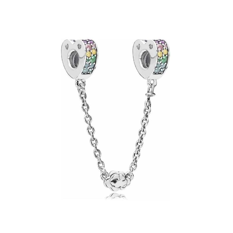 SILVER HEART - Charm Cadena de Seguridad Corazones en Plata Fina 925 SILVER HEART