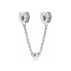 SILVER HEART - Charm Cadena de Seguridad Corazones en Plata Fina 925