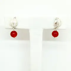 MOR JOYAS - Aro Colgante Plata Ley 925 / Hojita Agata Roja